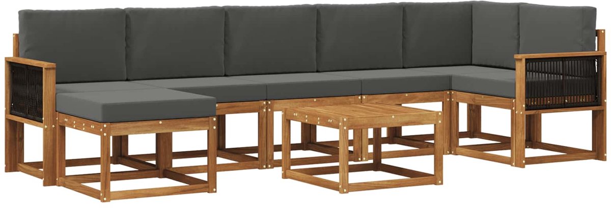 vidaXL Buiten - bank - set - 8 - st - 7-zits - Natuurlijk - en - Antraciet - Polyester Natuurlijk en Antraciet