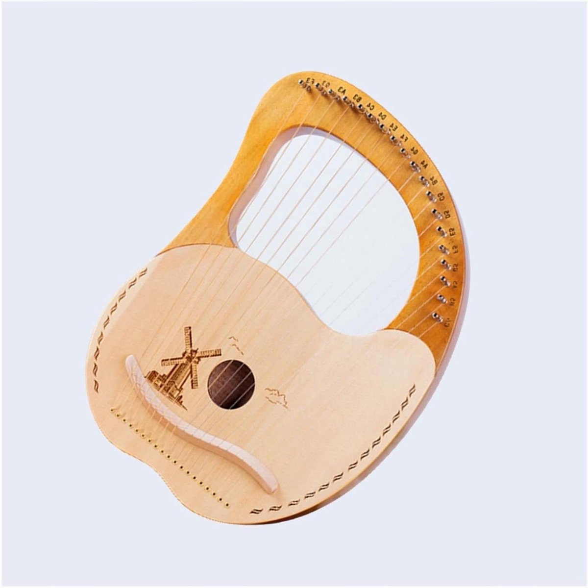 Lierharp - Draagbare Harp - Muziek Maken - Massief Hout - 19 Snaren - Mahonie