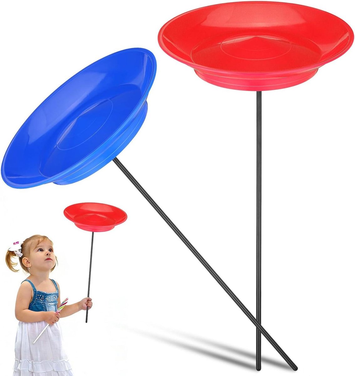 Jongleerborden met Staven - Draaiborden Balanceren - Motoriek Trainen - Onbreekbaar Polyethyleen - 23.5 cm diameter - Kleurrijk