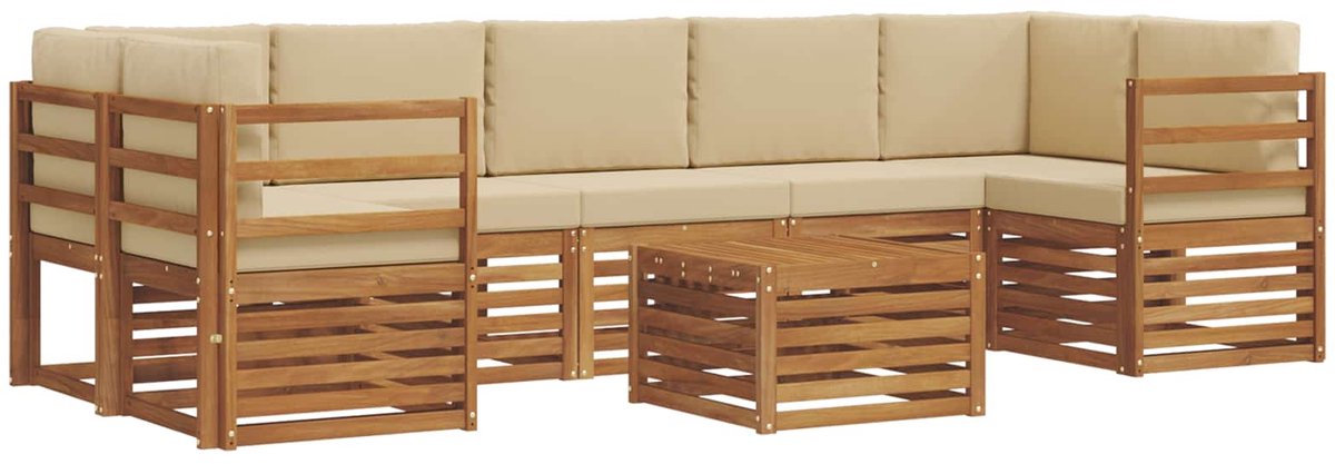 vidaXL Buiten - bank - set - 8 - st - 7-zits - Natuurlijk - en - Beige Natuurlijk en Beige