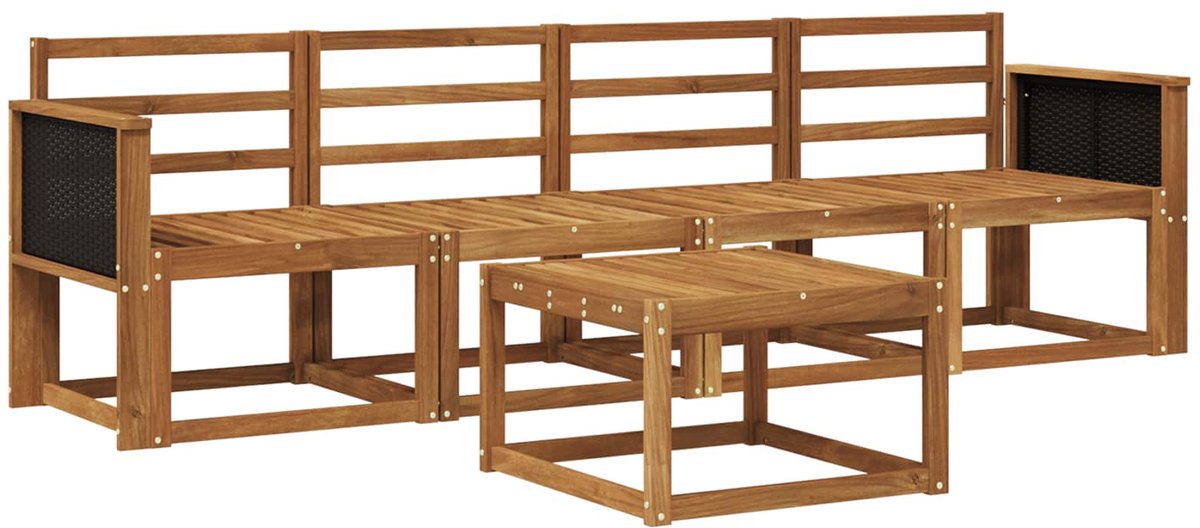 vidaXL Buiten - bank - set - 4 - st - 4-zits - Naturel - Massief - Acacia - Hout