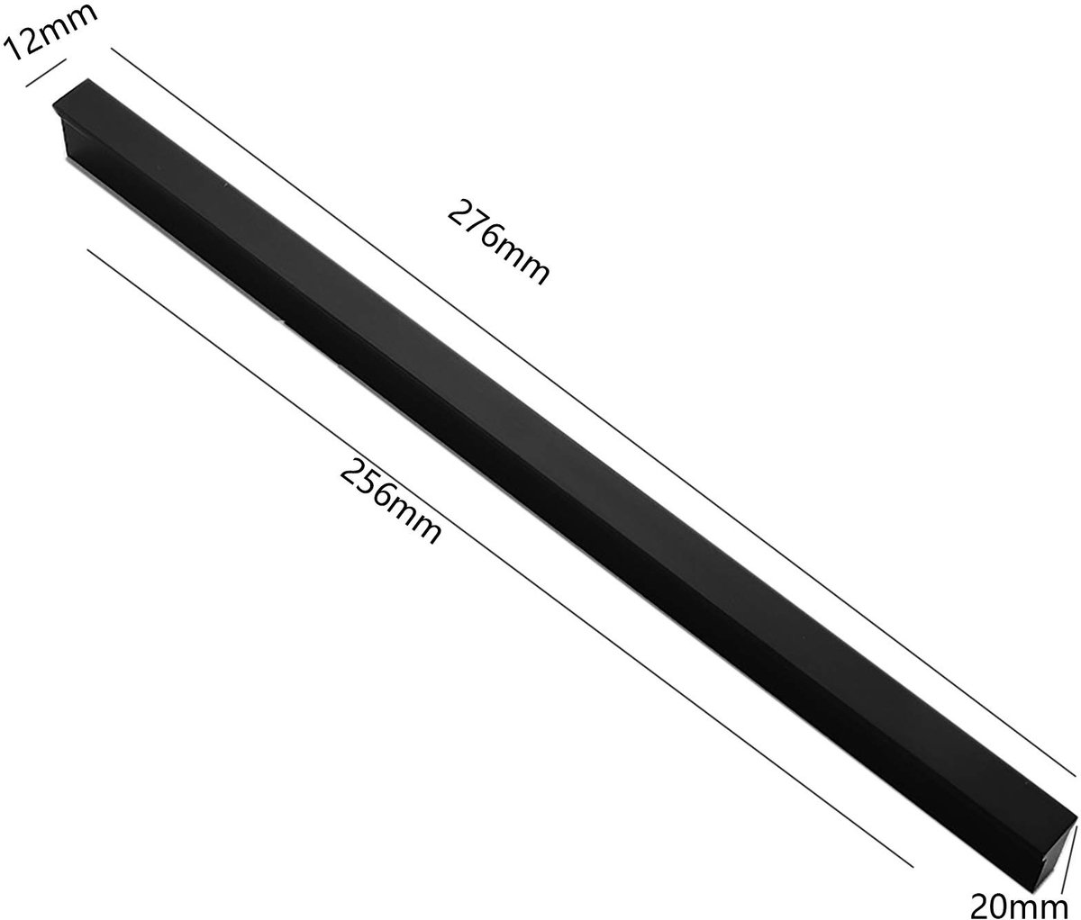 aladdien - Kast Deurkruk - Zwarte Lade Handgrepen - Modieus Ontwerp - 276mm Lengte - Aluminium Materiaal - Perfect voor Meubels - Elegant en Milieuv...