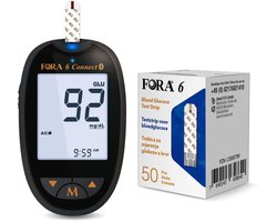 FORA 6 Connect Glucosemeter (Multi-parameter) - Bloedsuikermeter - Glucose Meter - Inclusief Glucose Strips