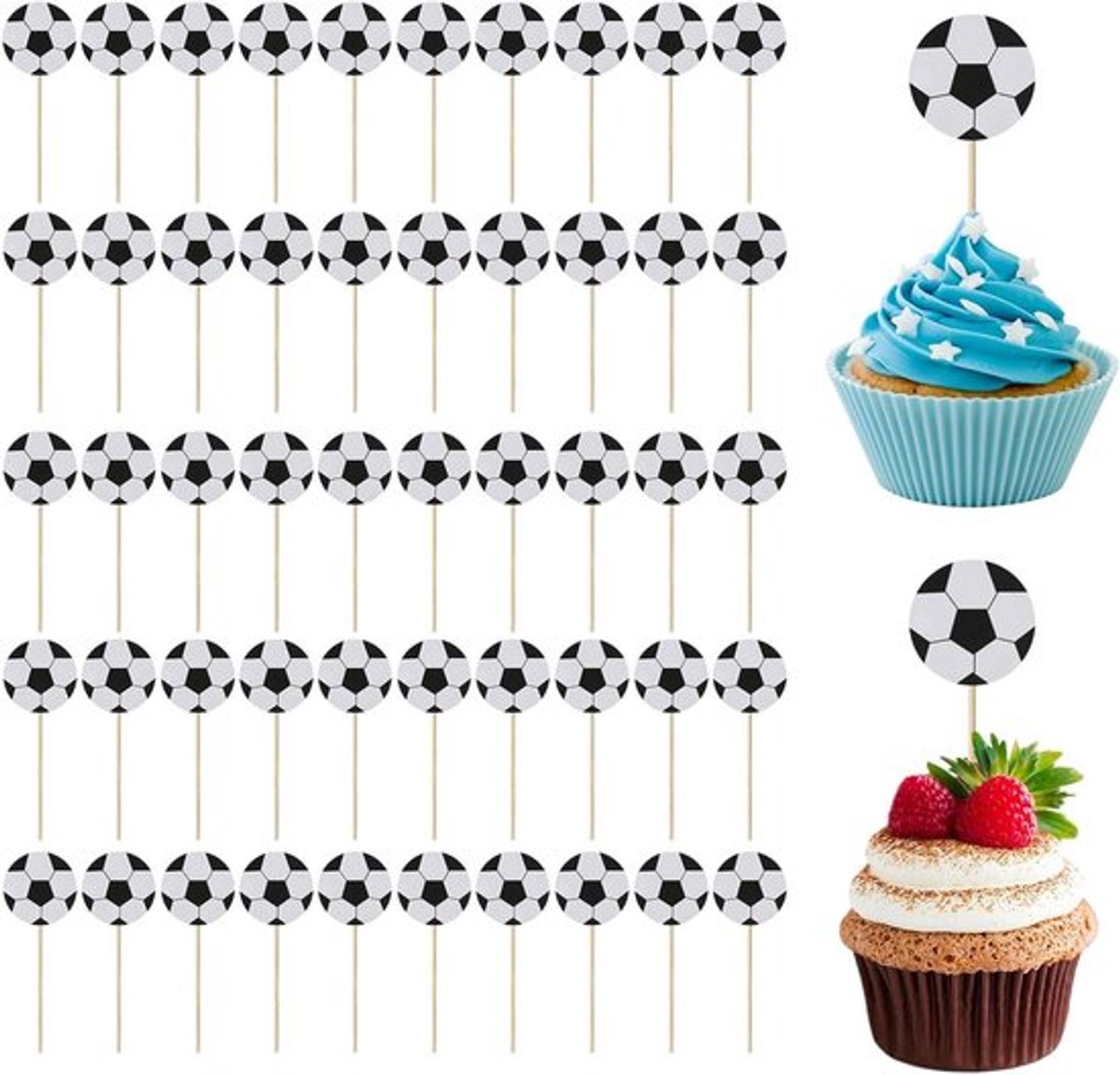 Voetbaldecoratie Taarttoppers voor Verjaardag en Bruiloft - 50 Stuks
