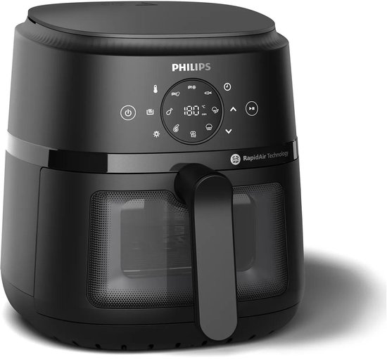 Philips 2000 Series Airfryer - NA220/00 - Kijkvenster - RapidAir - 4.2L - Tot 4 Personen - Zwart