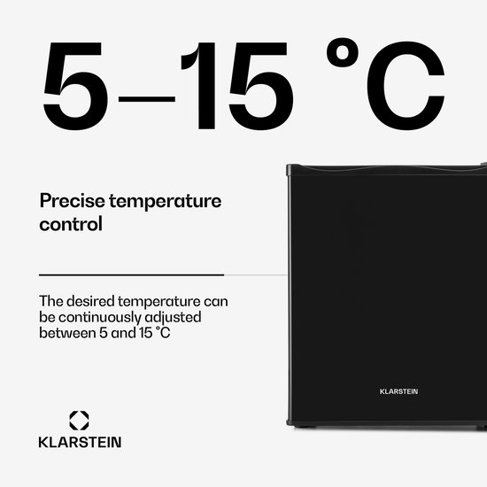 Klarstein Minibar minikoelkast voor op de kamer, 23 liter minikoelkast voor drankjes en cosmetica, kleine , kleine en stille koelkast, verstelbaar schap, kleine huidverzorgingskoelkast 5-15 °C - 23 dB - voor Hotelkamer voor Partykelder van Klarstein — afbeelding 5