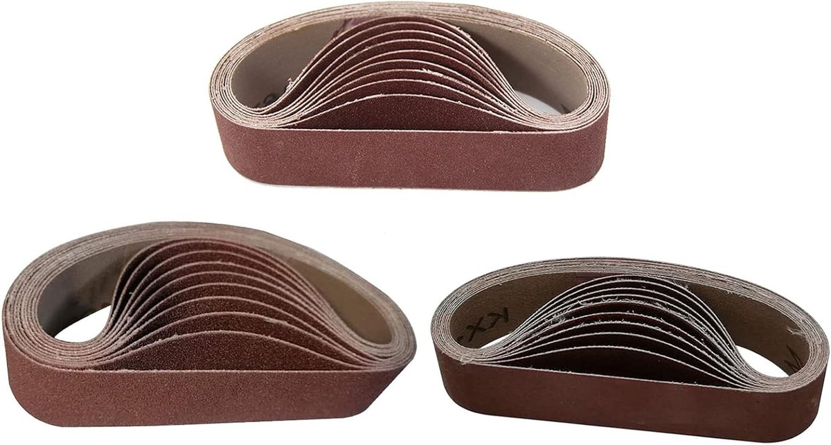 Aluminium Oxide Schuurbanden Set van 30 Stuks, 30 x 330 mm, 80/240/800 Korrel voor Schuurmachines
