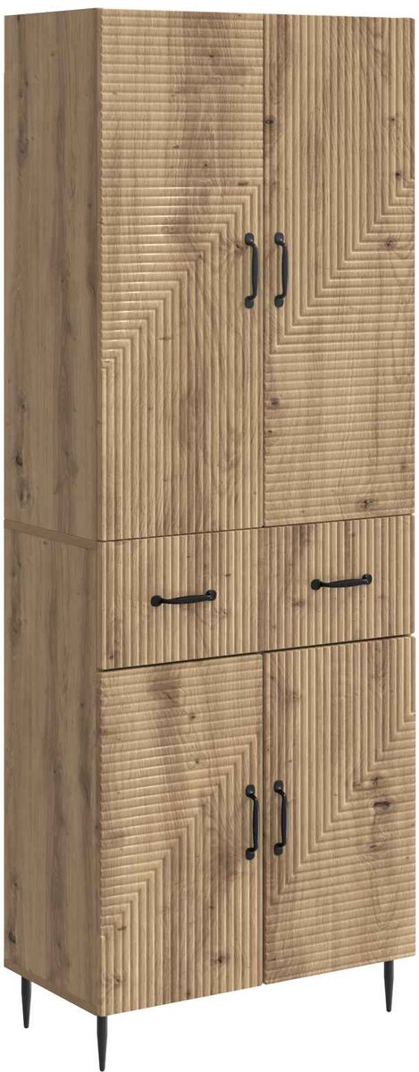 vidaXL Kast - Set - 2 - st - Artisanaal - eiken - Bewerkt - hout Artisanaal eiken