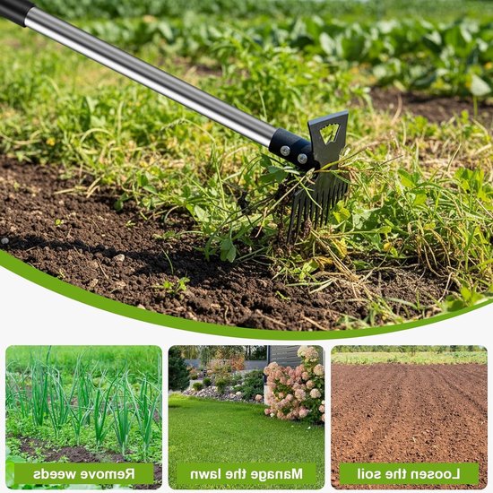 Efficiënte Onkruidverwijderaar met Lange Handgreep, 2-in-1 Onkruidhark en Tuinhak, Ideaal voor Gazon en Tuinonderhoud van Merkloos	 — afbeelding 5