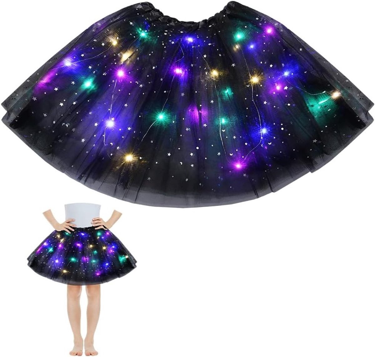 Verlichte Tulle Rok voor Meisjes met Pailletten - Perfect voor Carnaval, Halloween en Feestjes, Geweldig Cadeau voor Kinderen