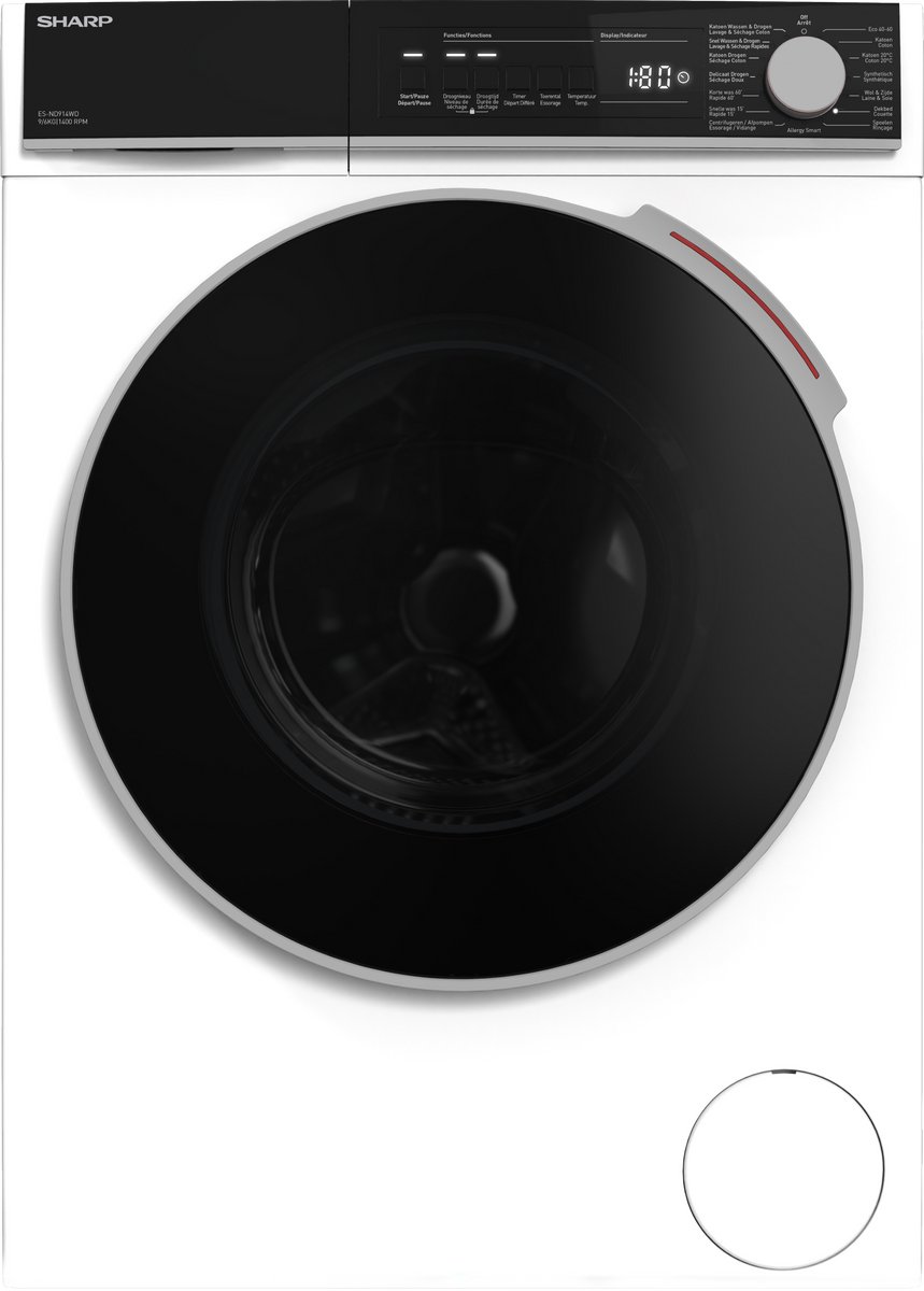 Sharp ESND914WDBE - Was-droogcombinatie - 9 kg wassen - 6 kg drogen - energieklasse A/D - WIT