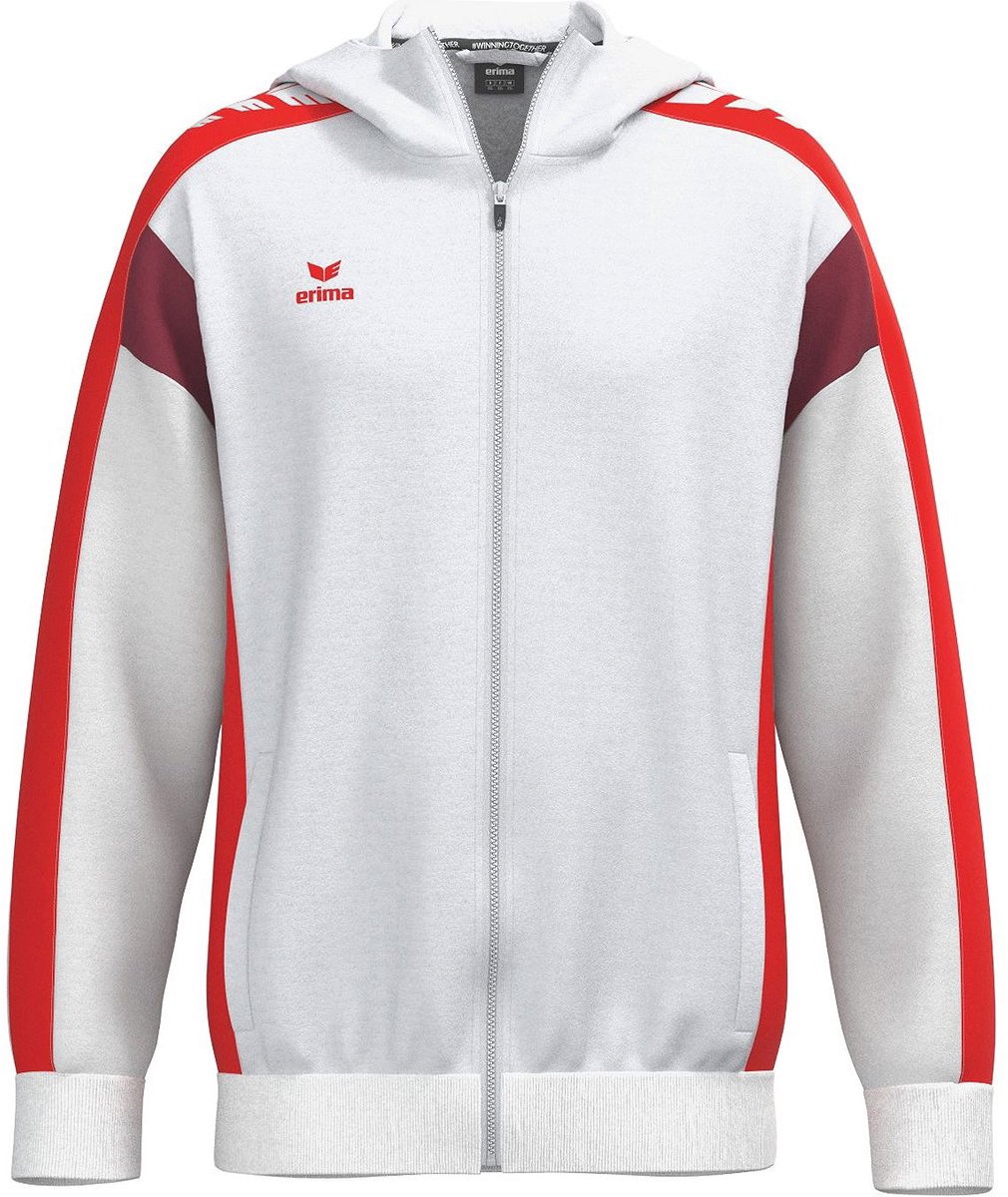 Erima Celebrate 125 Trainingsjack Met Capuchon Kinderen - Wit / Rood | Maat: 116