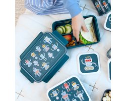 Bundel A Little Lovely Company Back to school set - Drinkfles XL RVS/Bentobox - Robots