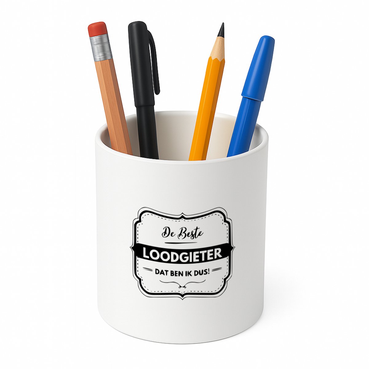 Hacebo® - De beste loodgieter dat ben ik dus Pennenbakje - Loodgieter - Vrienden familie - pennenhouder - Collega - Cadeau Pennenbakje wit
