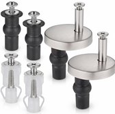 Somstyle Bevestigingsset Toiletbrilinstallatie - 6 Stuks - RVS - Universele Scharnieren voor Toiletbril - Wc Bril Onderdelen - Zilverkleurig / Zwart
