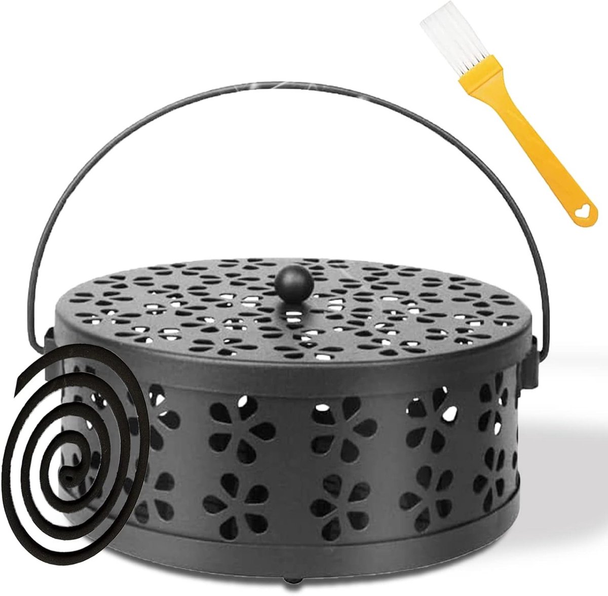 Classic metalen houder voor wierookstokken en spiralen, retro rond ontwerp voor binnen en buiten gebruik, ideaal voor het afschrikken van muggen.
