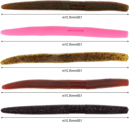 30 Stuks Zachte Plastic Aas Vissen Lure Set, Senko Wormen en Wacky Worm Rig Kit voor Baars, Forel en Snoek — afbeelding 4