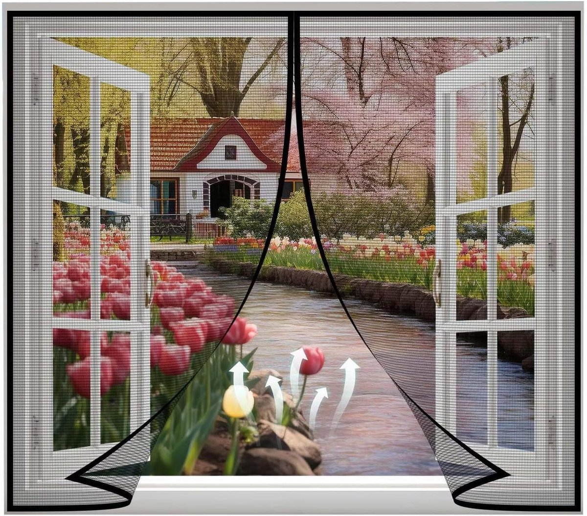 Raam Hor - Insectengaas - Insecten Buiten Houden - Automatisch Sluitend - 140x200cm - Zwar