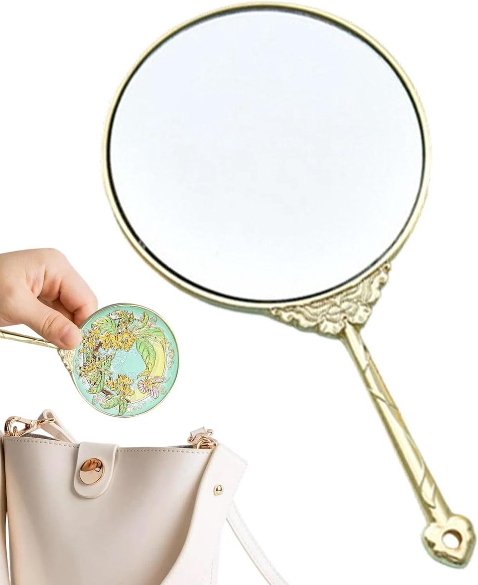 Opvouwbare make-upspiegel - Draagbare spiegel - Make-up aanbrengen - Met geschenkverpakking - 17.9 x 9.9 cm - Zilver