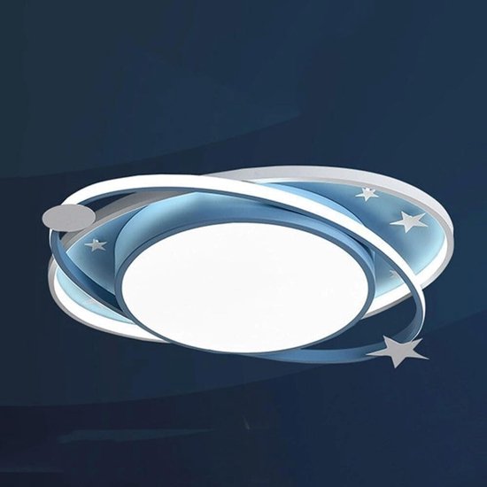 Led Plafondlamp Kinderkamer - Planeet Lamp - Sfeervol Verlichten - Planeet en Sterren Design - 50 x 40 cm - Blauw — afbeelding 5