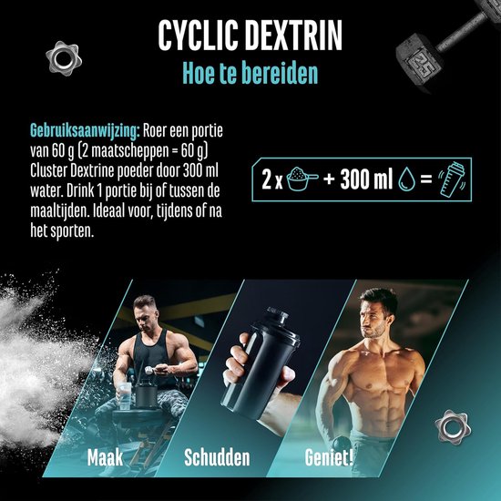 Cyclic Dextrin - Cluster Dextrin® - 59 gram Koolhydraten per serving - 1000g - Snelle Koolhydraat formule - Sportprestatie - Wielervoeding — afbeelding 2