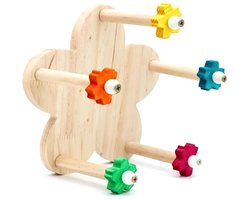 Store_7 - Houten Parrots Ferris Wheel - Draaiende Vogelstandaard voor Vogels - Speelgoed - Vogels - Perches - Geschikt voor Papegaaien - Kleur: Mul...