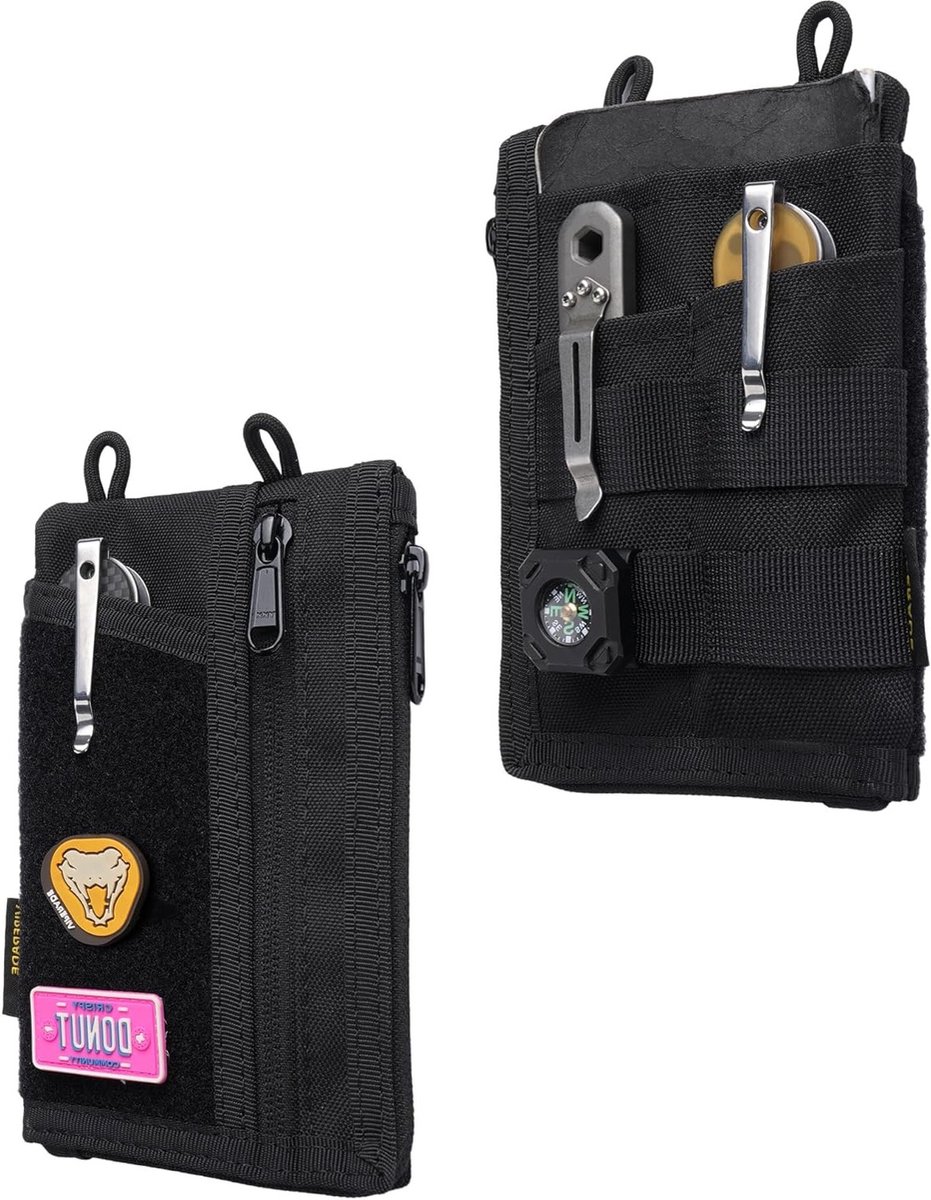 Slim EDC Pouch met DIY Patch Area, Minimalistische Portemonnee voor Mannen, EDC Tas en Multi Tool Organizer voor Dagelijks Gebruik