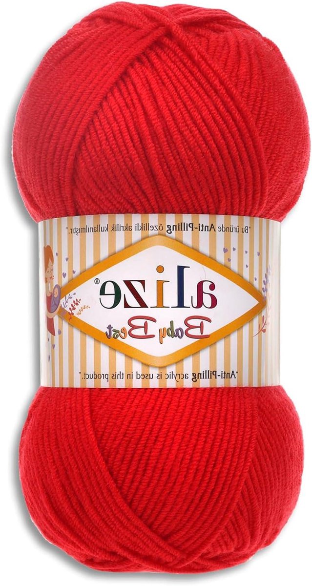 Babywol - Garen - Haken en breien - Anti-pilling - 100 gram - Rood