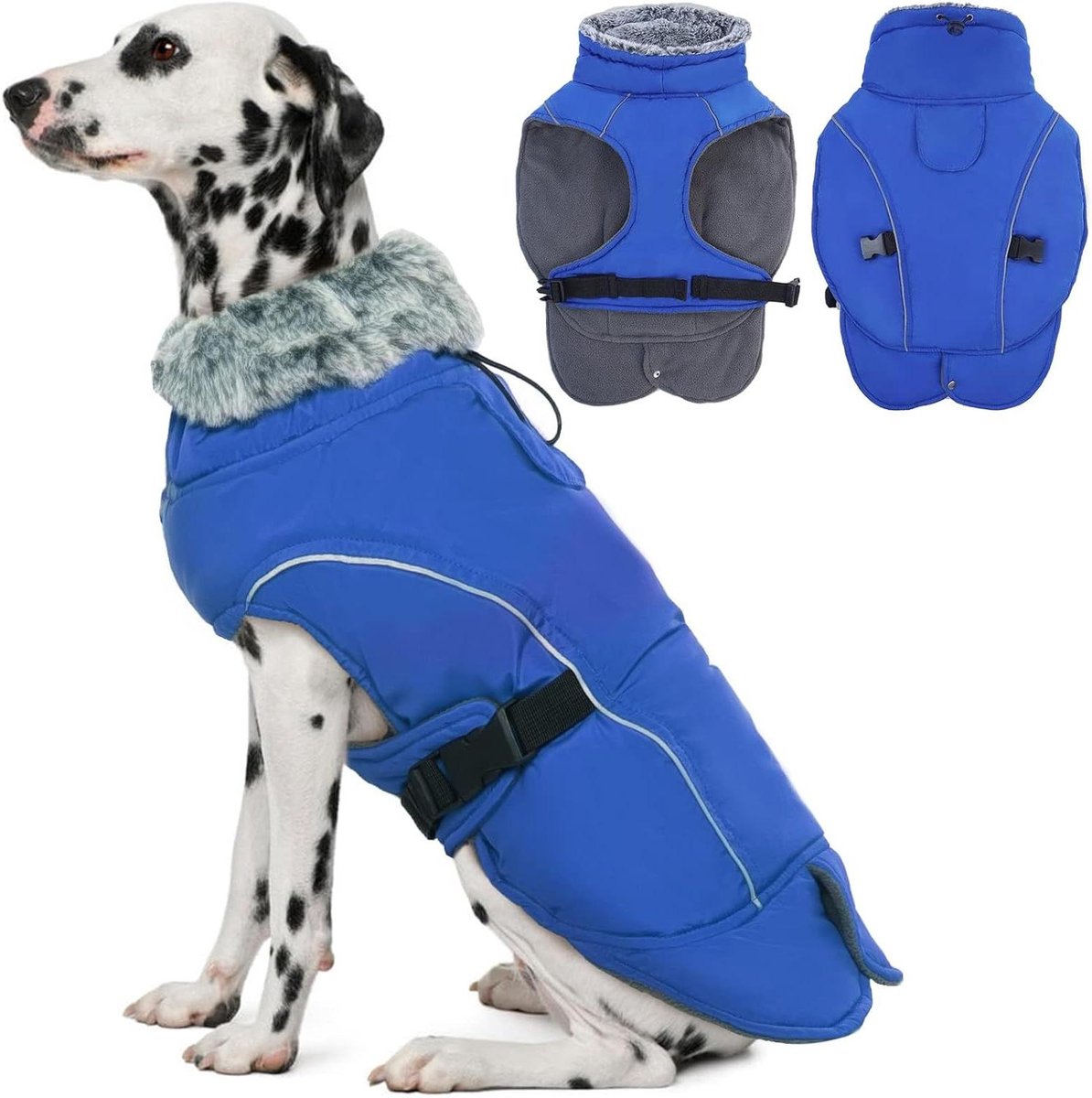 Hondenjas met Harnas - Waterdichte Hondenkleding - Warmte en Bescherming - Verlengd Staartontwerp - XXL - Blauw