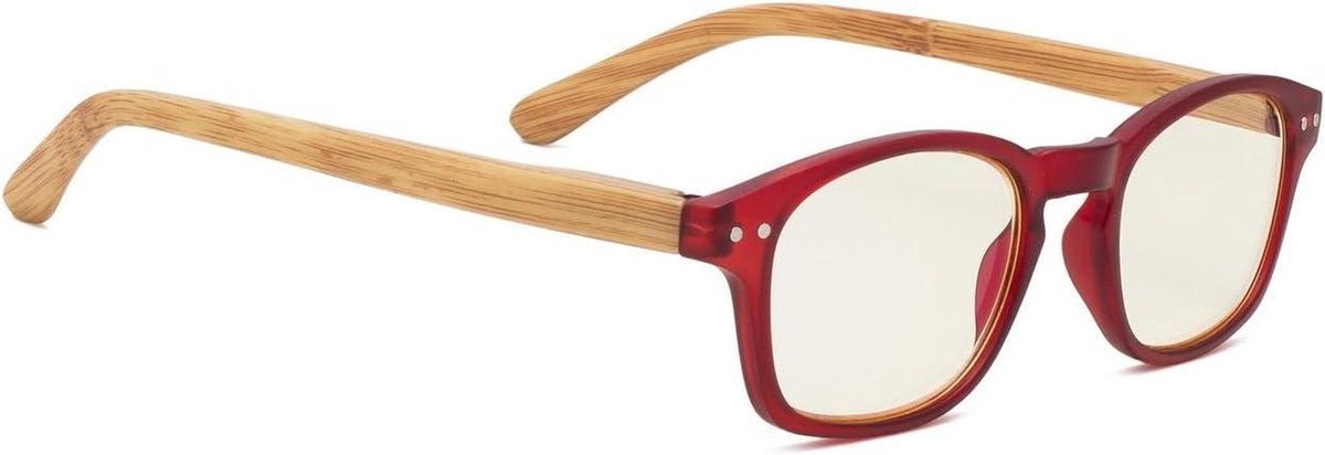 Leesbril - Computerbril - Comfortabel Lezen - Bamboe Houten Tempels - 135 mm Breed - Bruin