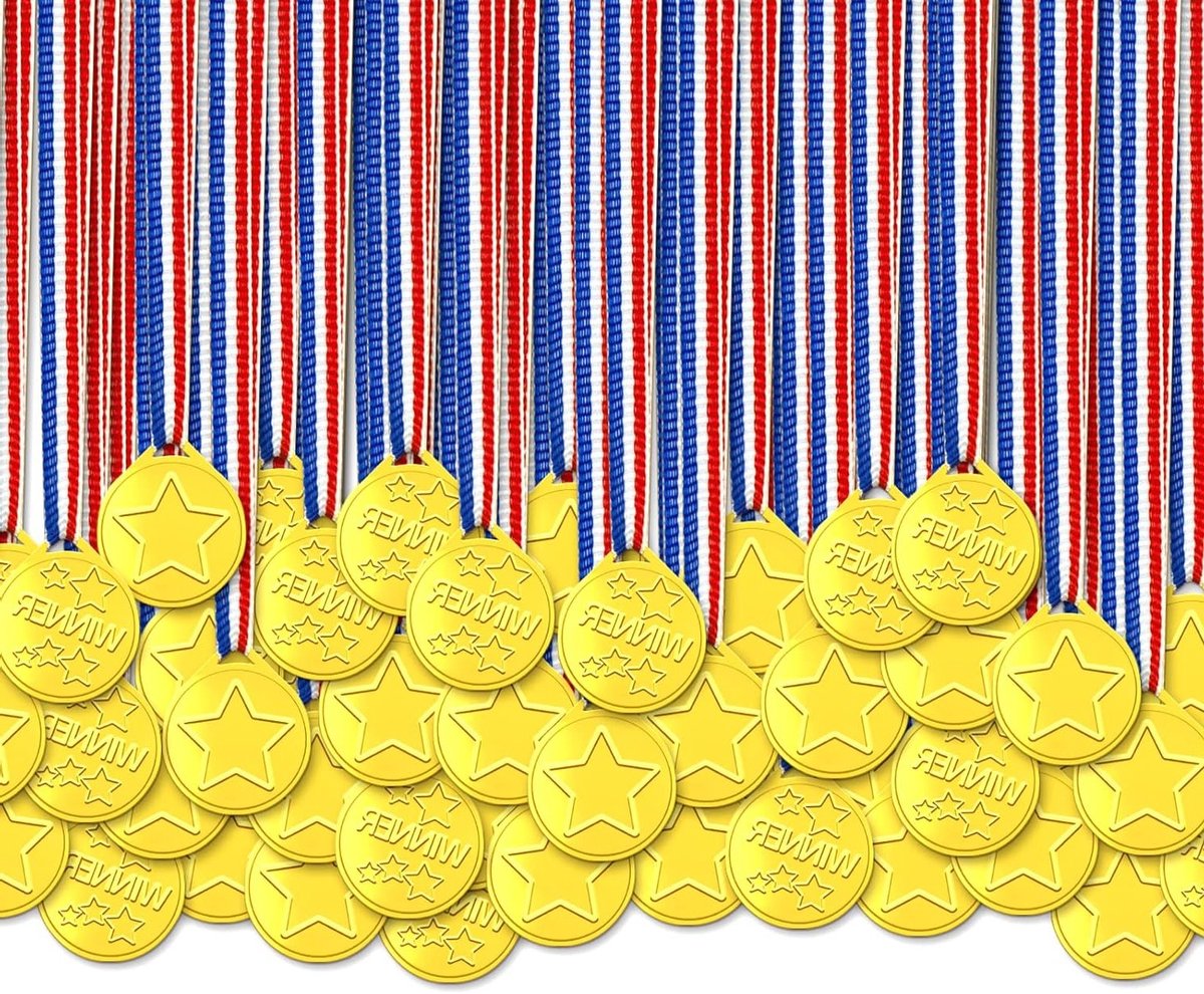 Kindermedailles voor Winnaars - 100 Stuks Plastic Medailles voor School, Sportevenementen en Mini Olympiade