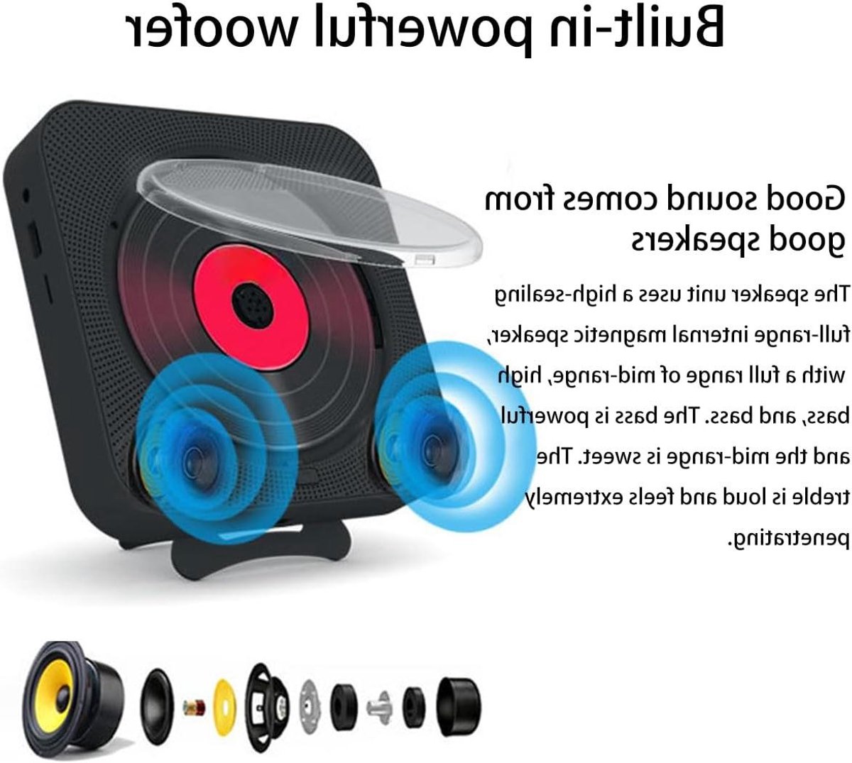 Wand cd-speler - Draagbare speler - Muziek luisteren - Ingebouwde luidsprekers - 165 x 165 mm - Zwart