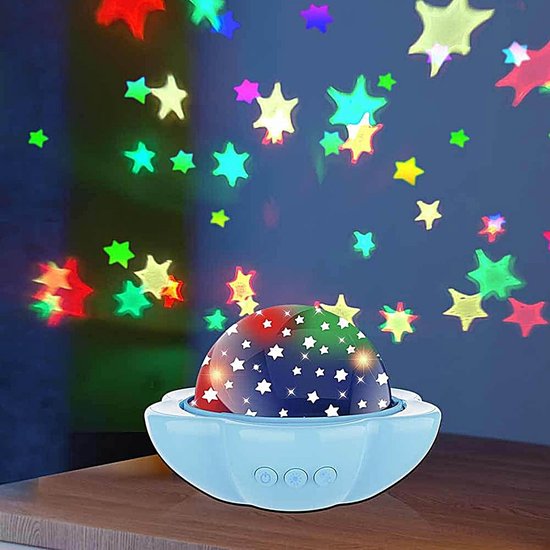 Kinderprojector Lamp - Nachtlampje Sterren - Slaapkamer Sfeer - Dubbel Thema Lampenkappen - 12 x 18 x 12 cm - Blauw — afbeelding 2