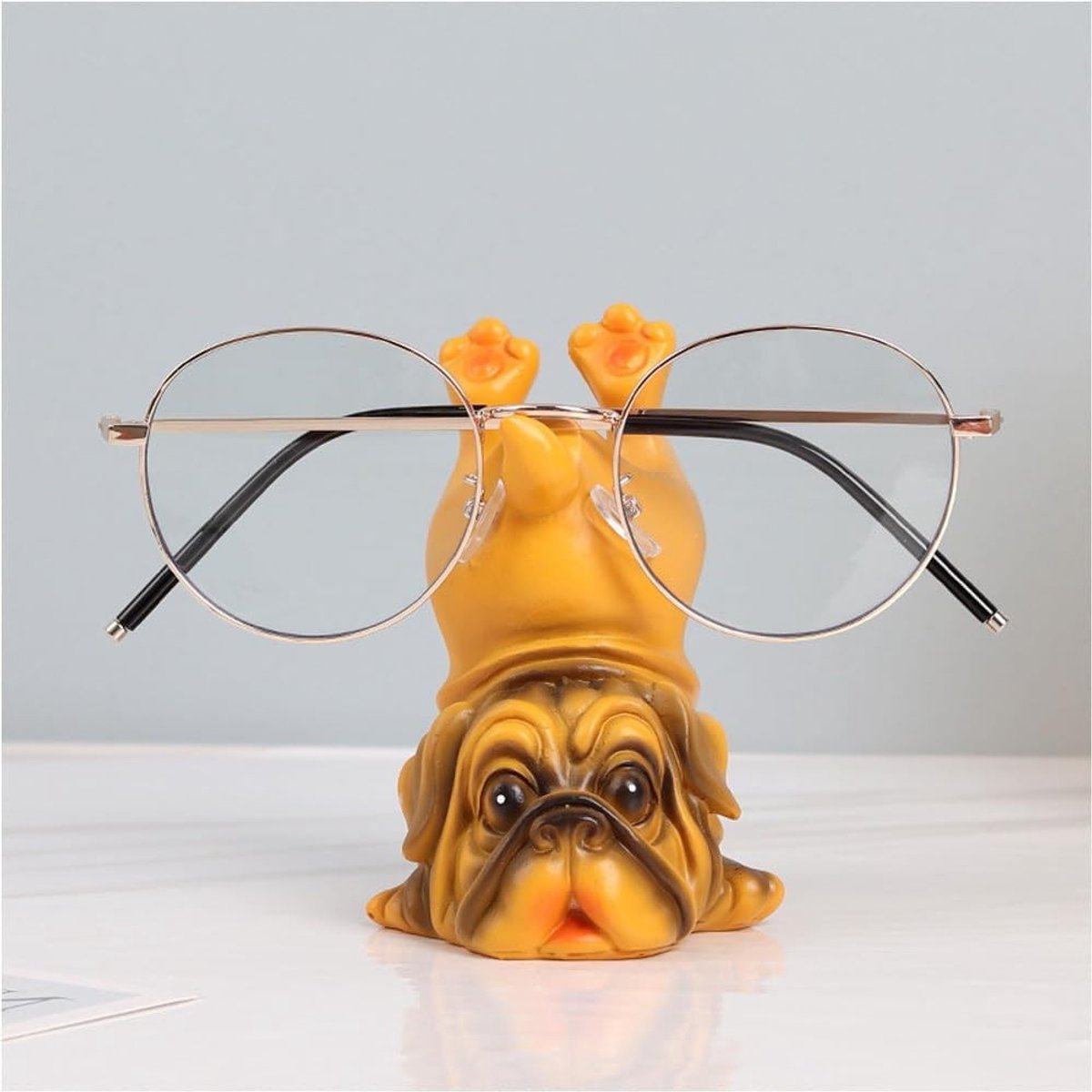 Kleine Shar-Pei Hond Sculptuur als Brillenhouder en Displaystand voor Lenzenvloeistof en Ornamenten