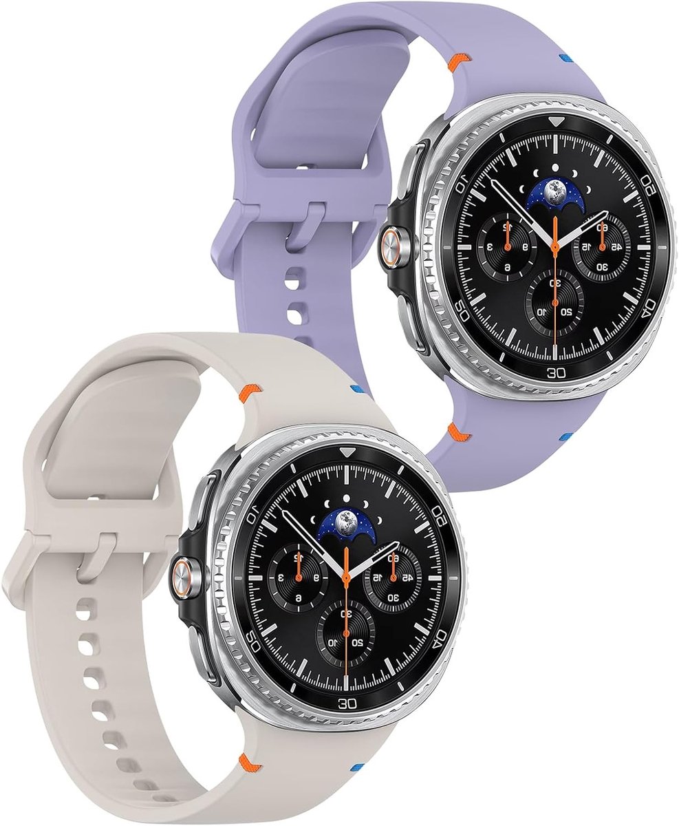 Sportieve Silicone Horlogeband voor Samsung Galaxy Watch 8 en Classic - 2 Stuks, Maat S, Paars, Geschikt voor 40mm en 44mm Modellen