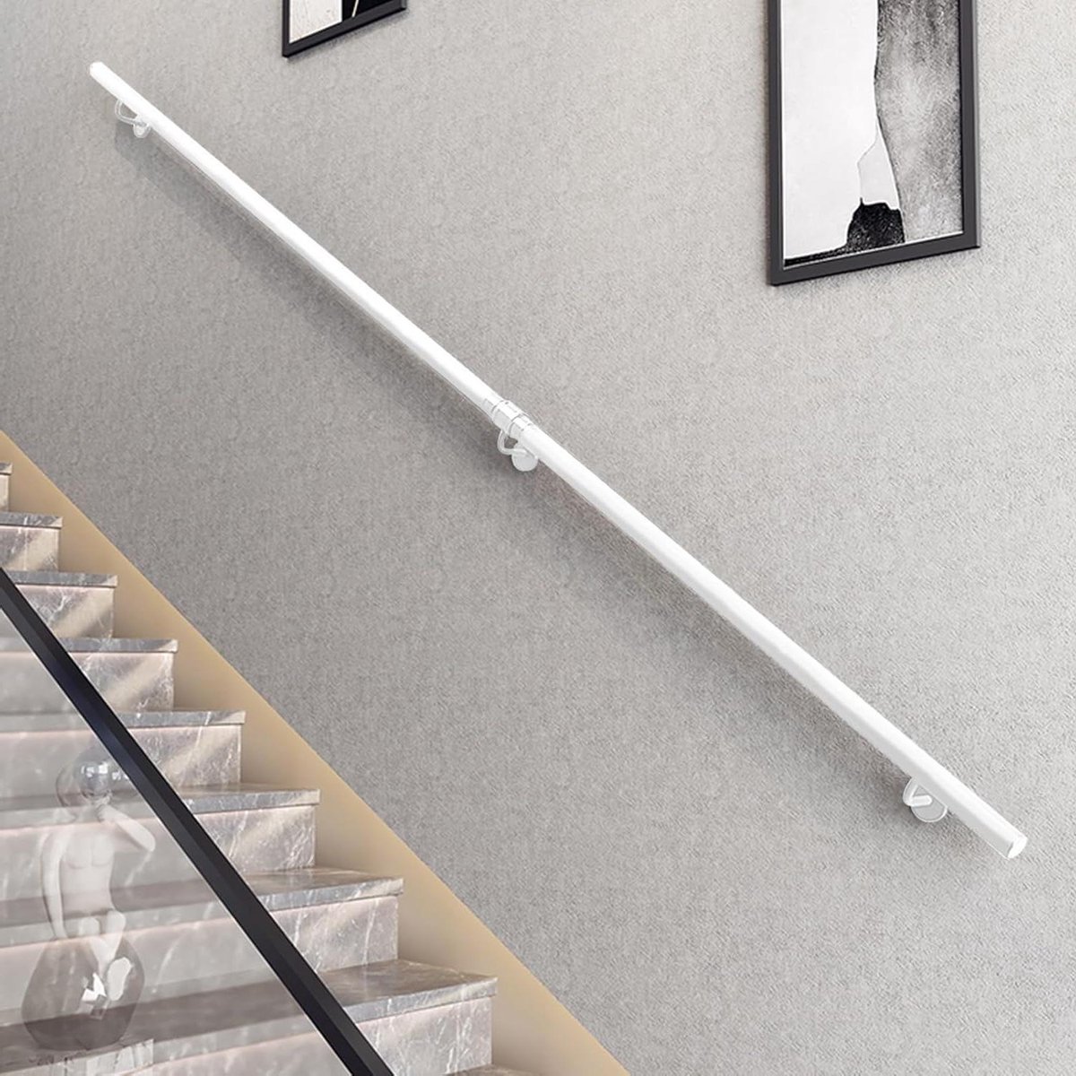 Trapleuning Smeedijzer - Wandsteun - Veilig Lopen - Antislip Grip - 400 cm - Zwart