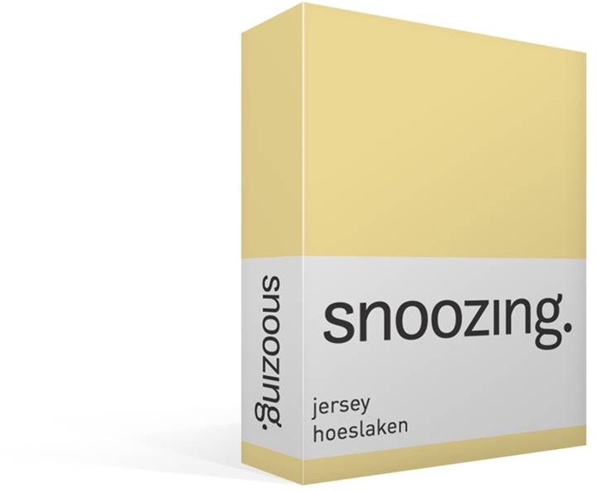 Snoozing Jersey - Hoeslaken - 100% gebreide katoen - 160x200 cm - Geel