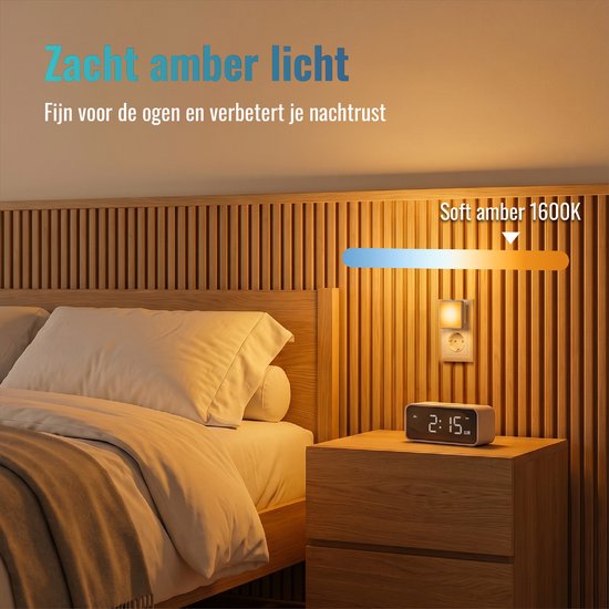 Somnifiq Nachtlampje Stopcontact - 2 stuks - Nachtlampje met dag/nacht sensor - Bedlampje - Kinderkamer - Warm licht van Merkloos — afbeelding 3
