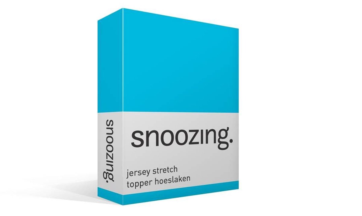 Snoozing Jersey Stretch - Topper - Hoeslaken - Eenpersoons - 90/100x200/220 cm - Turquoise
