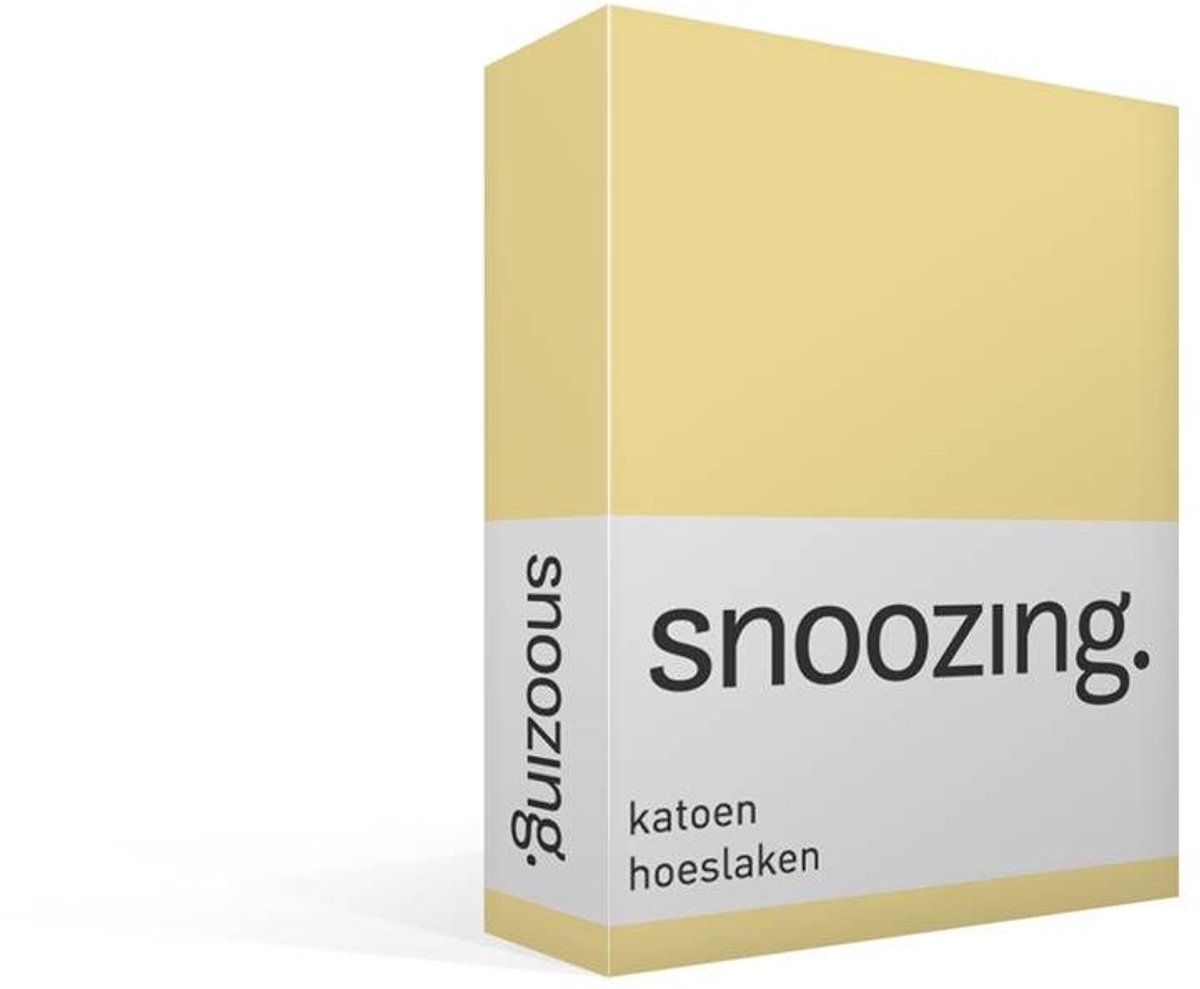 Snoozing - Katoen - Hoeslaken - Tweepersoons - 100x220 cm - Geel