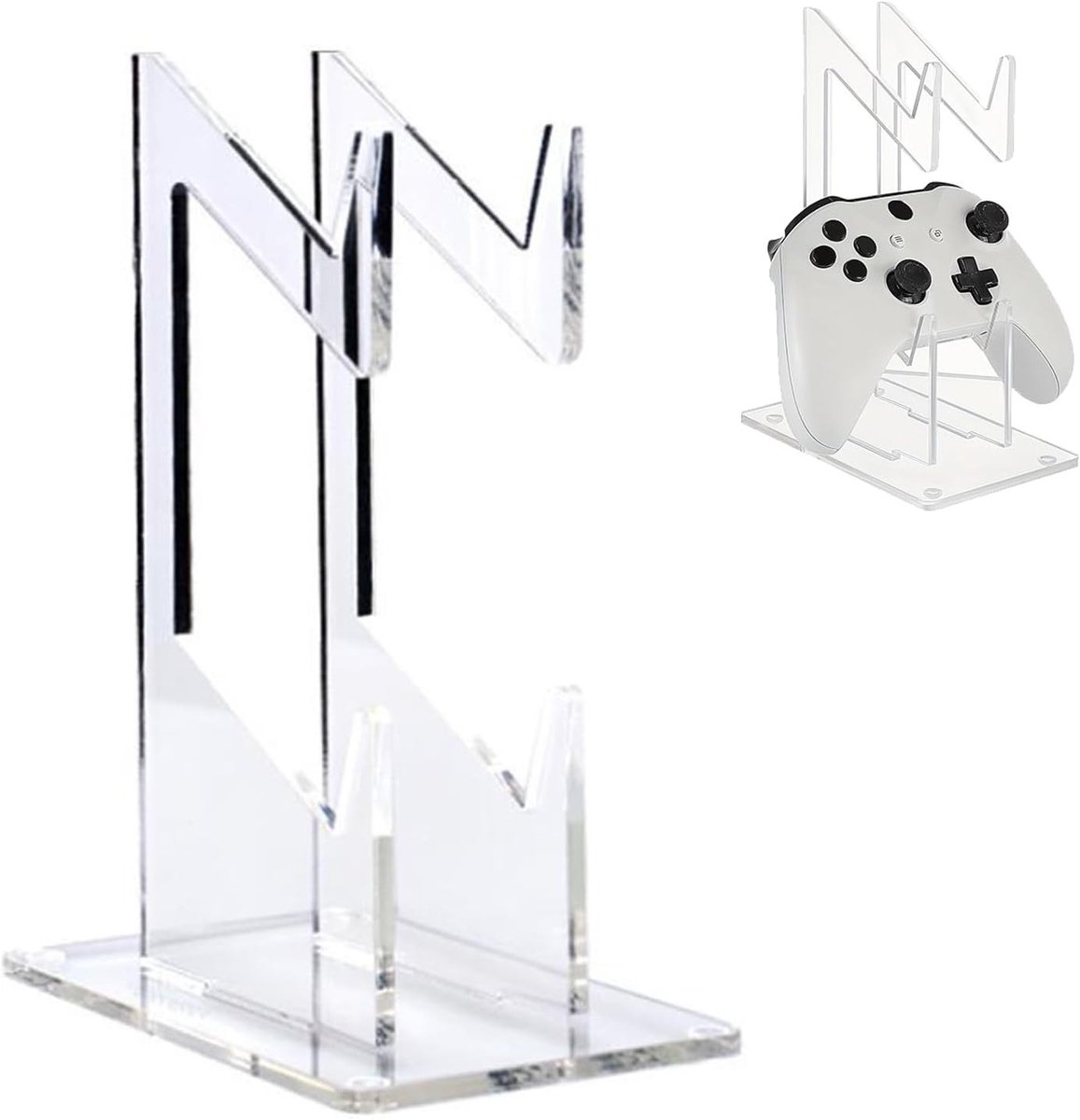 Hoogwaardige Hoofdtelefoon- en Controllerhouder met 2 Niveaus, Acrylstandaard voor Gaming en Desk Organization