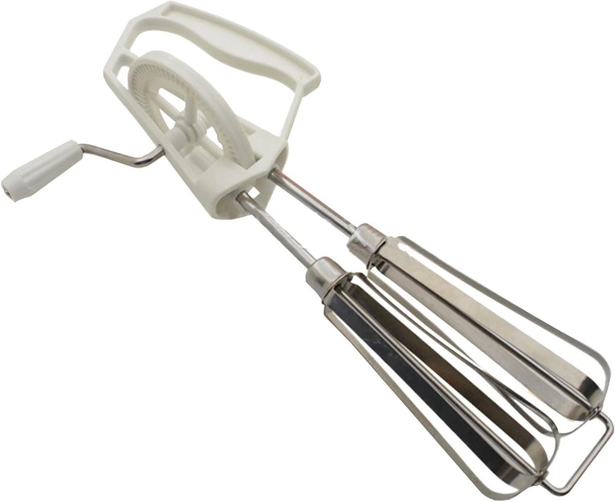 Handklopper - Garde - Beslag Mixen - Dubbele Mengkoppen - 25 cm - Wit