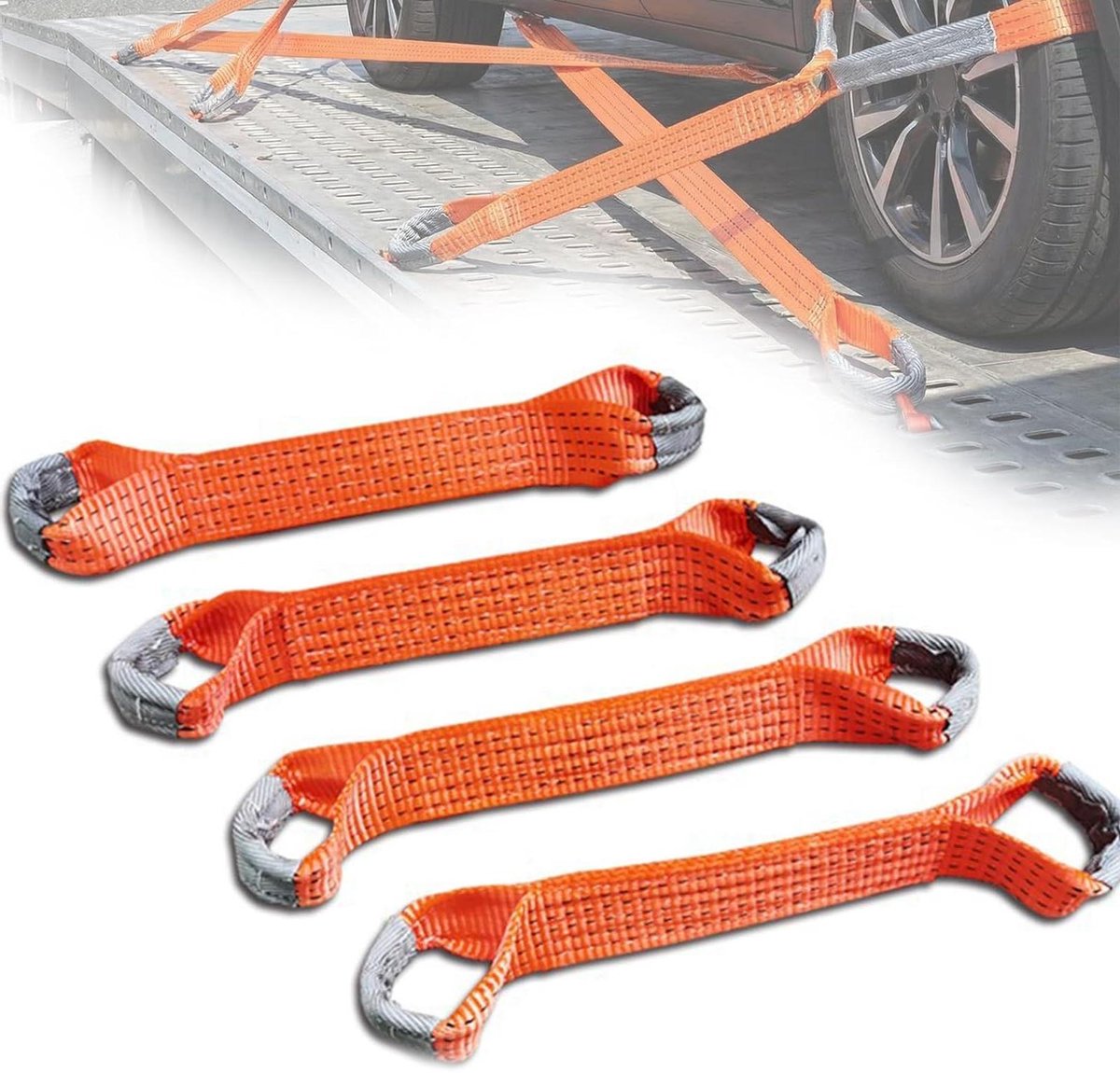 Spanbanden set - Autotransport riemen - Lading vastzetten - Hoge treksterkte - 4 stuks 50 mm - Oranje