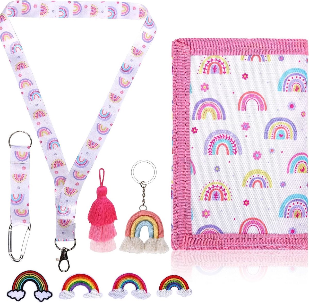 Drievoudige Rugtas voor Kinderen, Schoudertas voor Meisjes met Sleutelhanger en Lanyard, Perfect als Eerste Schooldag Cadeau voor Meisjes