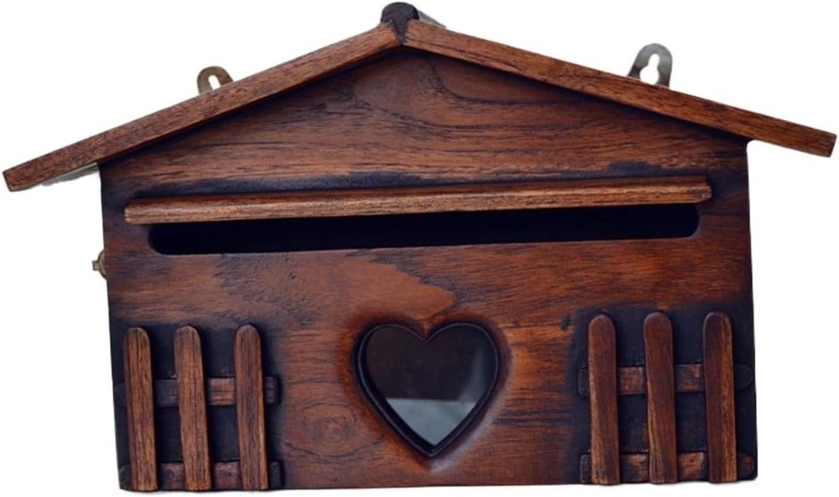 Brievenbus Villa - Wandmontage Buiten - Post Ontvangen - Nostalgisch Decor - 31x18x10cm - Bruin