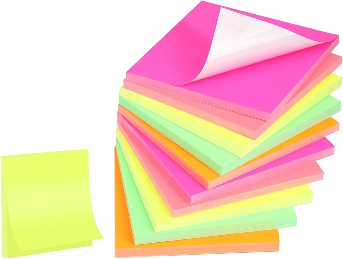 800 Stuks Electrostatische Hechtnotities, 76 x 76 mm, Kleurige Plaknotities voor Thuis, School en Kantoor, Ideaal voor Organisatie en Planning