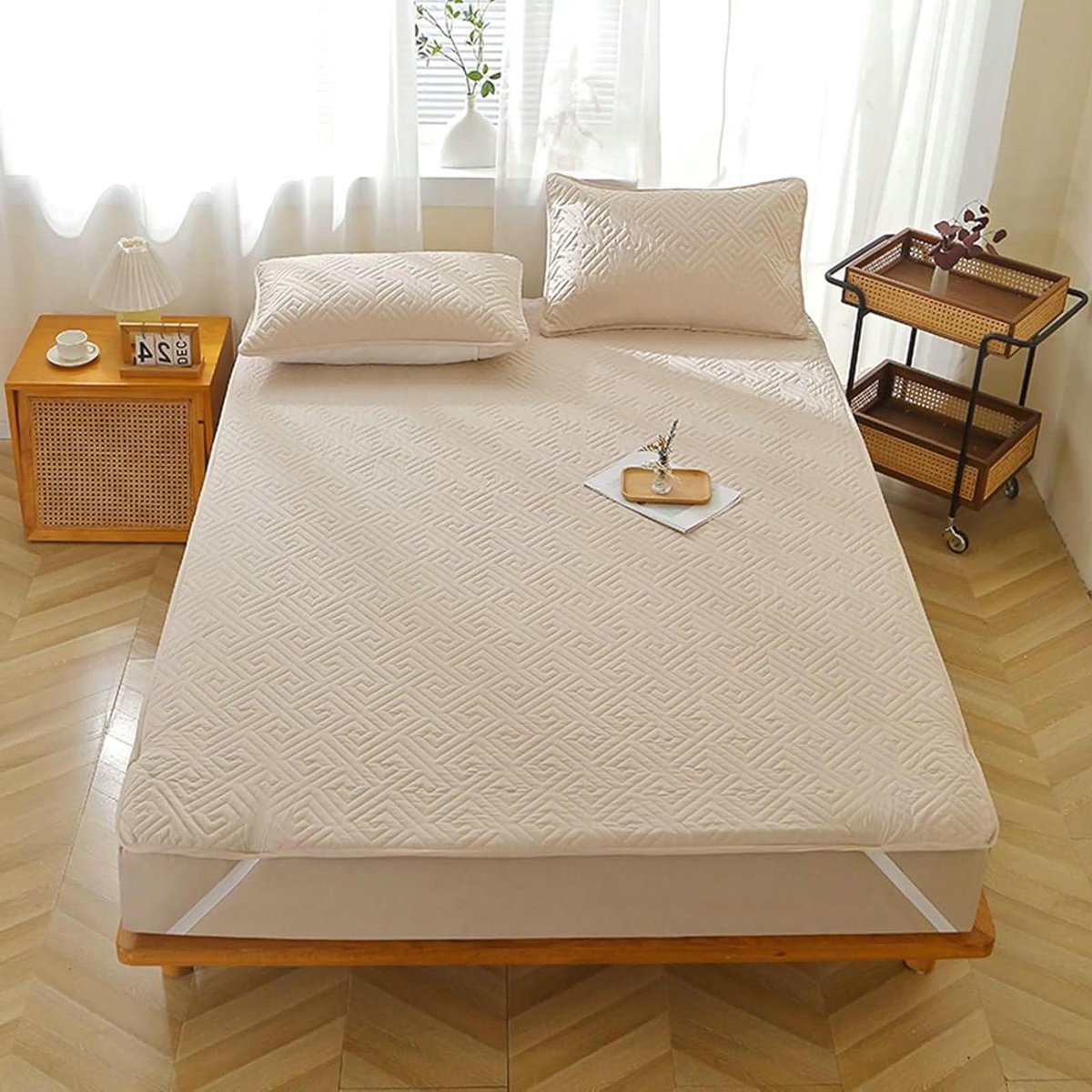 Bedlaken Hoeslaken - Katoenen Lakens - Rustige Slaap - 100% Ademend Katoen - 200 x 180 cm 