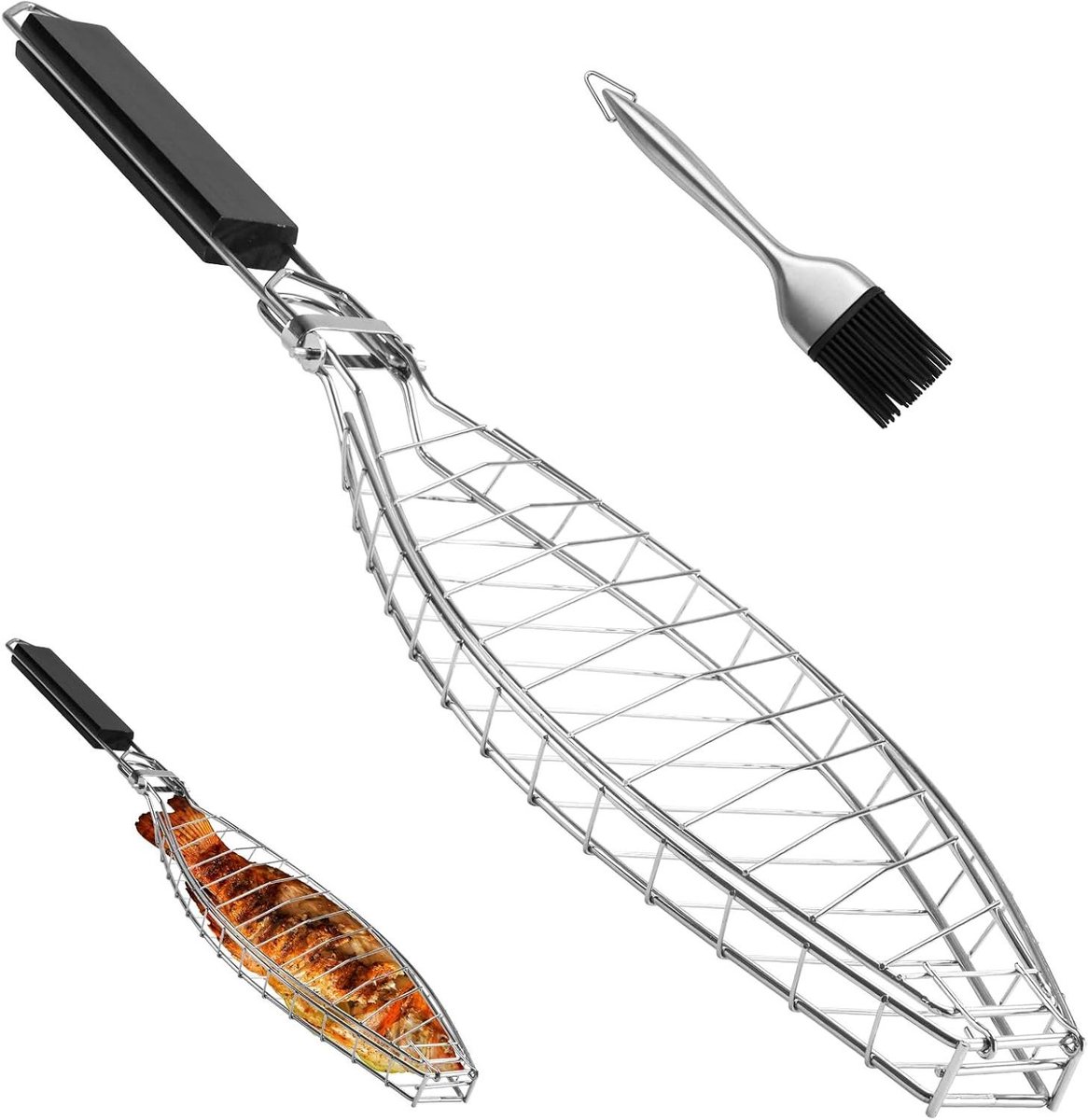 Visgrillmand - Grillmand RVS - Barbecue Gerechten - Afsluitbaar Ontwerp - Ovaal - Zilverkleurig