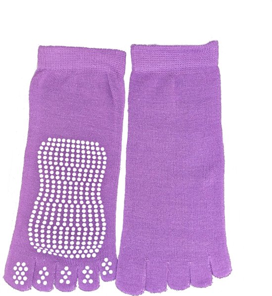 Yogasokken - Sportsokken - Anti slip sokken - Pilates - Teensokken - Gripsokken - Antislip - Fitness socks - Tegen uitglijden - Sokken met losse tenen - Maat 36-40 - Paars - Jonyx — afbeelding 4