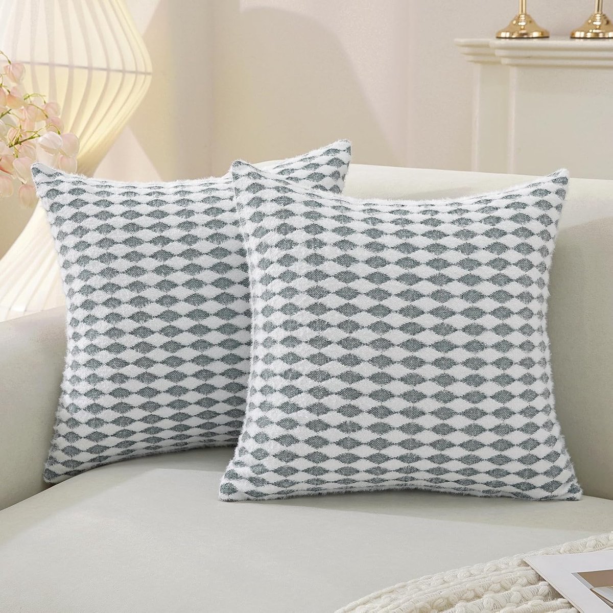 Kussenhoezen 2 stuks - Decoratieve sloop - Bank en stoel - Zachte chenille stof - 40x40 ce